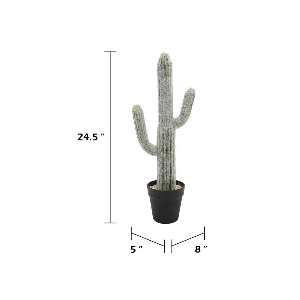 Kristy Artificial Saguaro Cactus Accent Plant in Black Pot | Lifelike 25"
