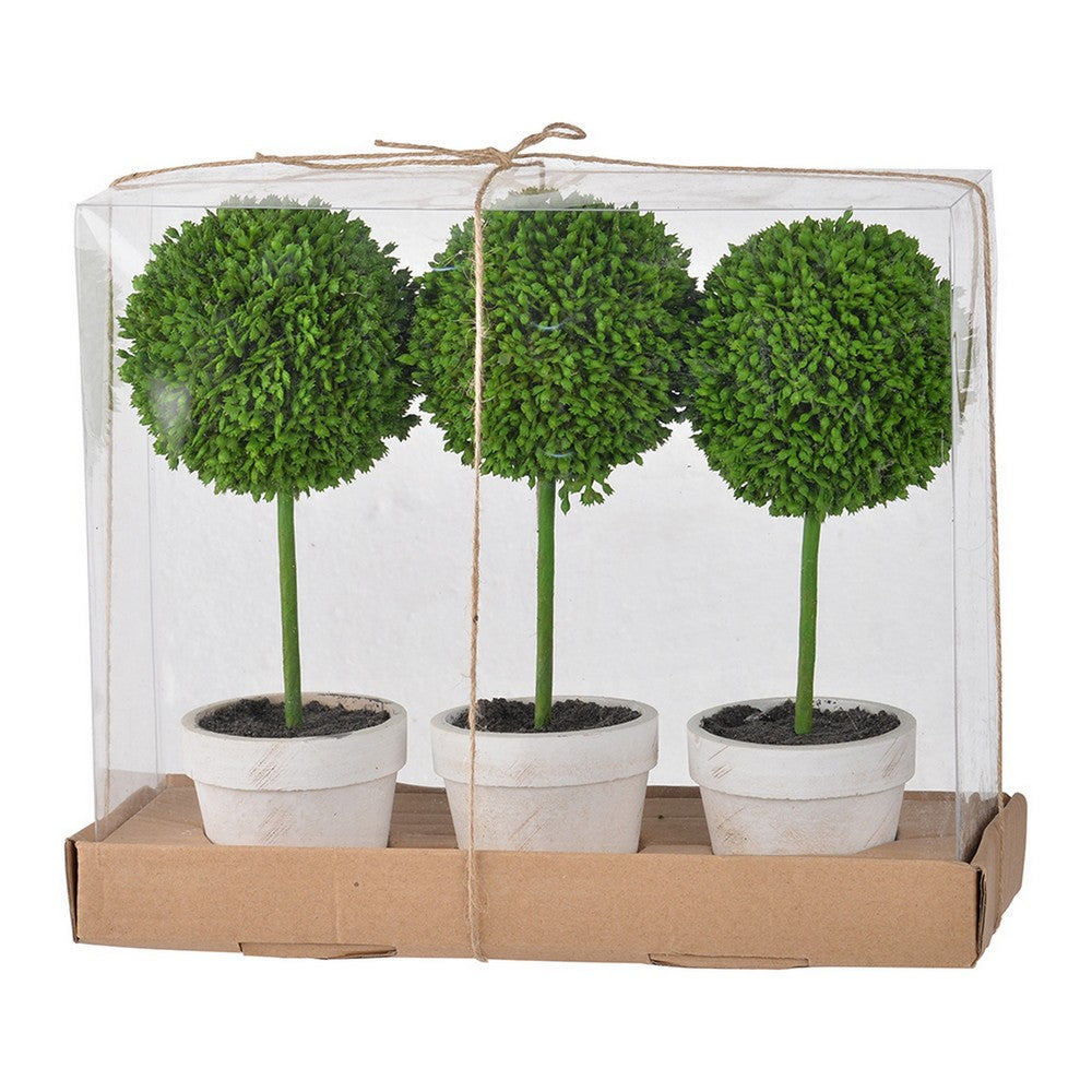 Kendy Faux Mini Topiary Plant | Set of 3 | Cream Pots | Lifelike Poly Silk 10"
