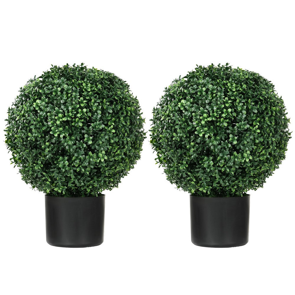 Jese Faux Boxwood Ball Topiary Tree | Set of 2 | Faux Moss | Lifelike 21"