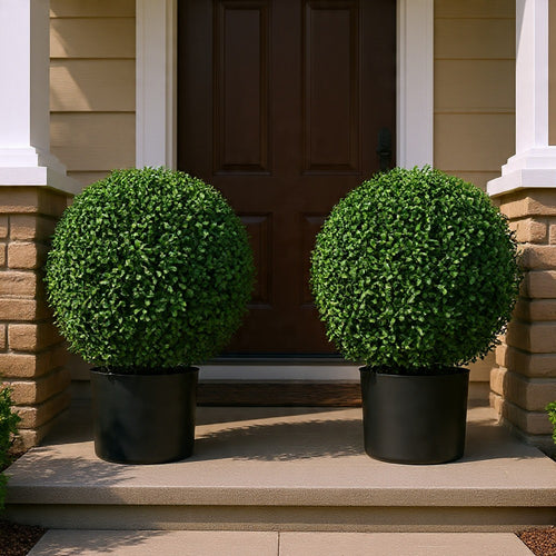 Jese Faux Boxwood Ball Topiary Tree | Set of 2 | Faux Moss | Lifelike 21"