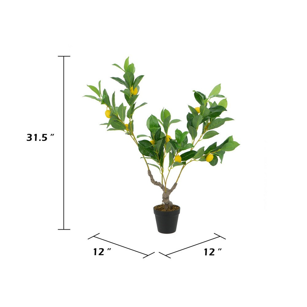 Bonny Artificial Lemon Tree with Lifelike Lemon | Black Pot | Lifelike 32"