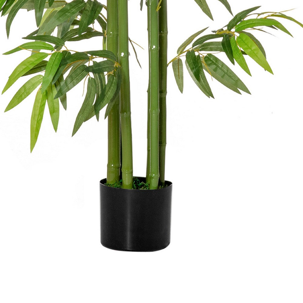 Valey Faux Bamboo Tree with Cement-Filled Pot | Lifelike Poly Silk 55"