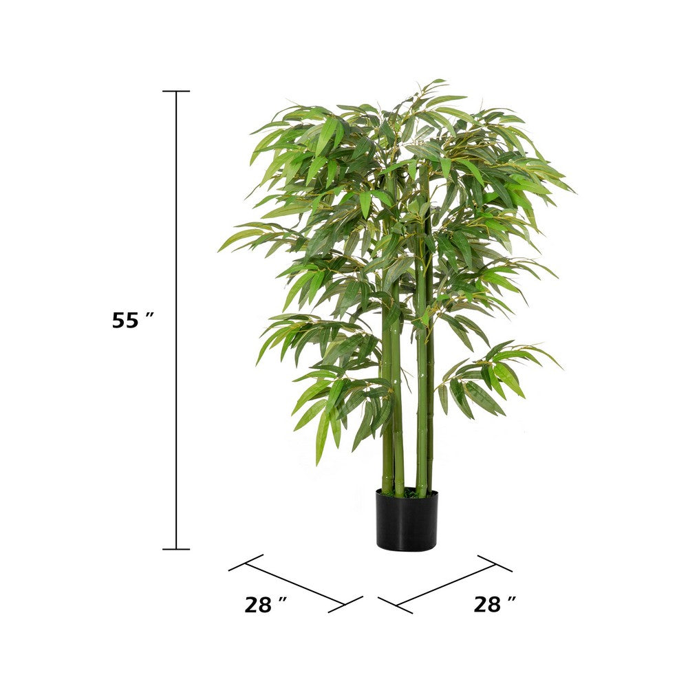 Valey Faux Bamboo Tree with Cement-Filled Pot | Lifelike Poly Silk 55"