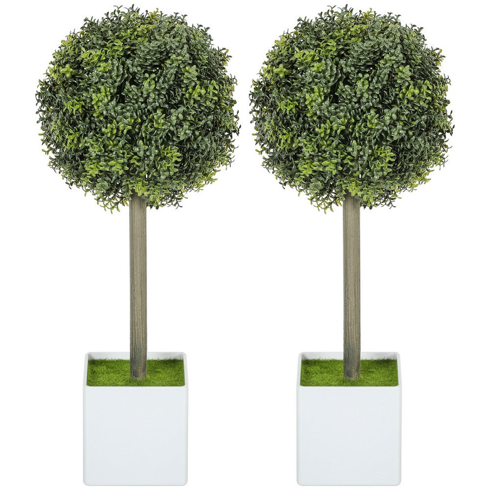 Marcy Artificial Topiary Plants Set | 114 Poly Silk Lifelike Leaves 18"