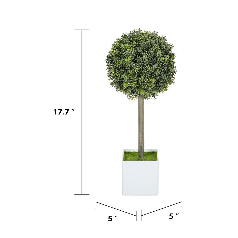 Marcy Artificial Topiary Plants Set | 114 Poly Silk Lifelike Leaves 18"