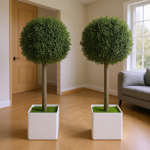 Marcy Artificial Topiary Plants Set | 114 Poly Silk Lifelike Leaves 18"