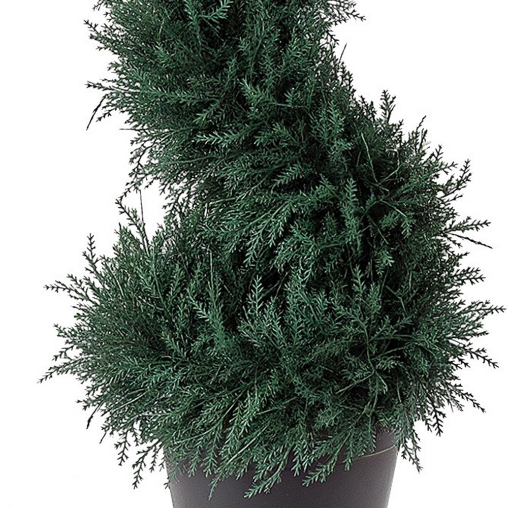 Celia Artificial Cedar Spiral Topiary Tree | Lifelike Poly Silk 36"