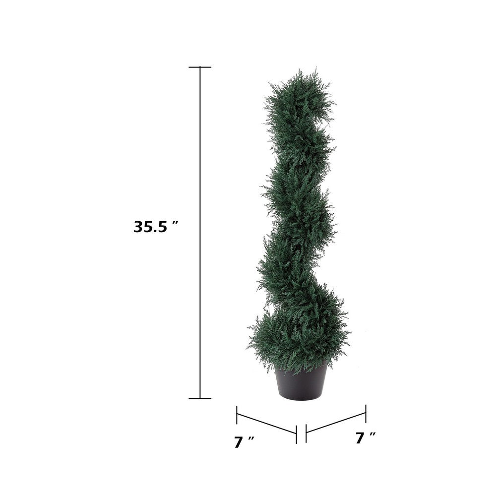 Celia Artificial Cedar Spiral Topiary Tree | Lifelike Poly Silk 36"
