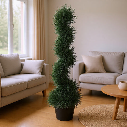 Celia Artificial Cedar Spiral Topiary Tree | Lifelike Poly Silk 36"