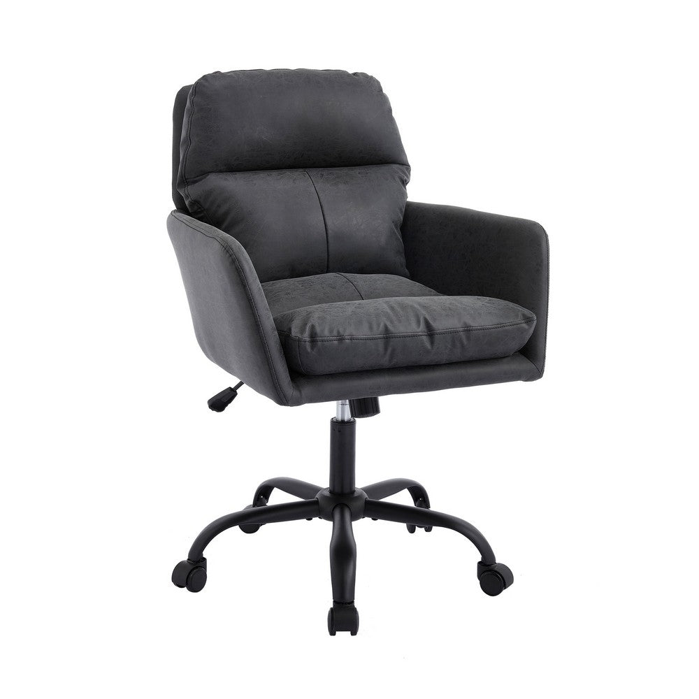 Limz Swivel Office Chair | Adjustable Height | Foam Fill Black Faux Leather
