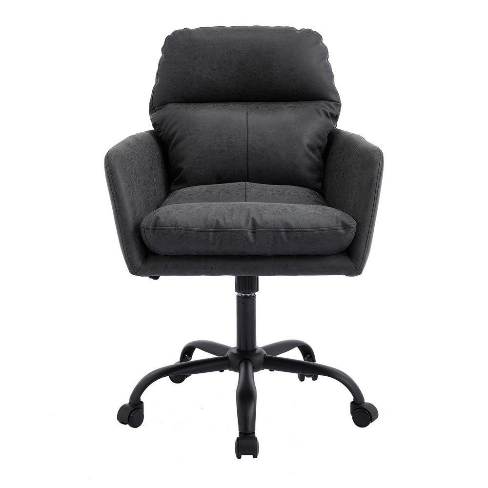 Limz Swivel Office Chair | Adjustable Height | Foam Fill Black Faux Leather