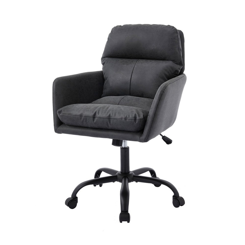 Limz Swivel Office Chair | Adjustable Height | Foam Fill Black Faux Leather