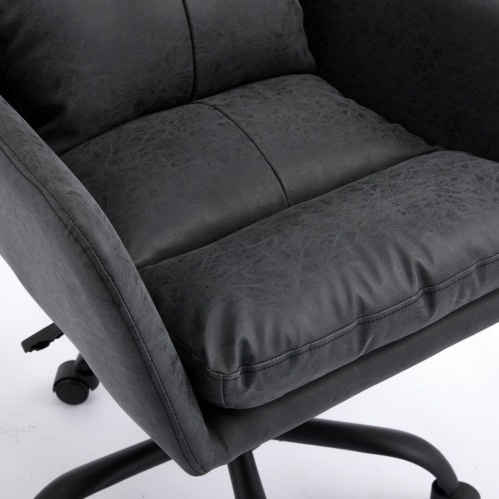 Limz Swivel Office Chair | Adjustable Height | Foam Fill Black Faux Leather