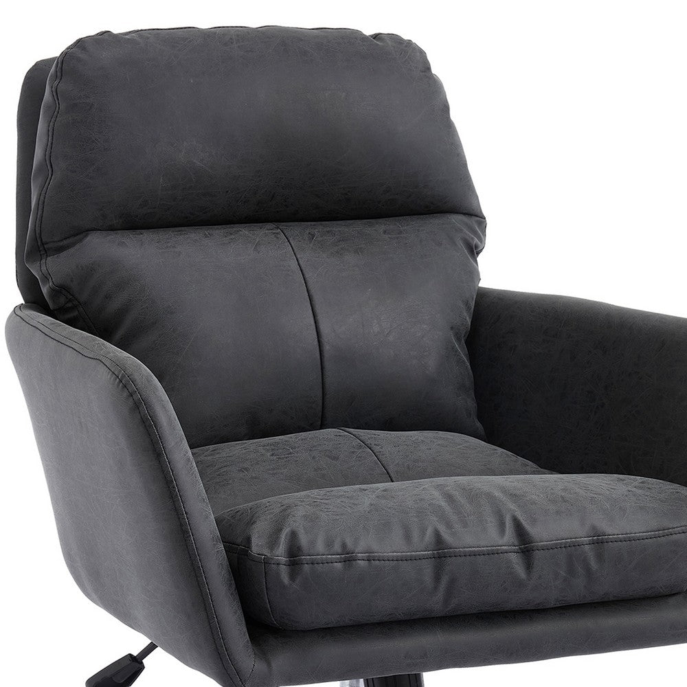 Limz Swivel Office Chair | Adjustable Height | Foam Fill Black Faux Leather