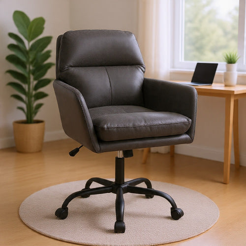 Limz Swivel Office Chair | Adjustable Height | Foam Fill Black Faux Leather