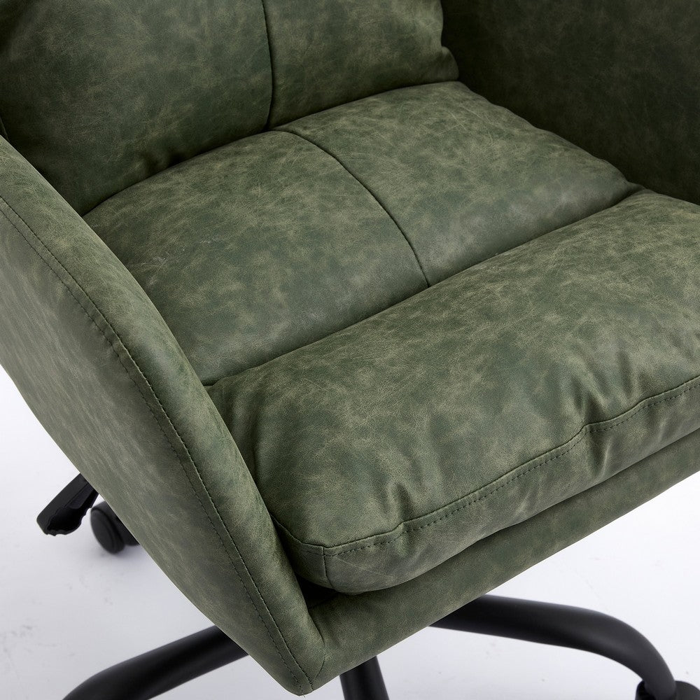 Limz Swivel Office Chair | Adjustable Height | Foam Fill Green Faux Leather