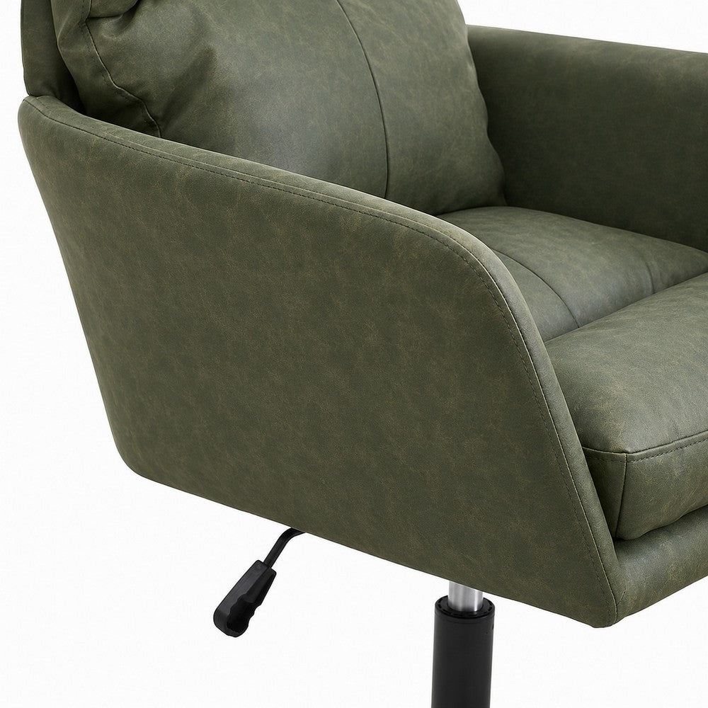 Limz Swivel Office Chair | Adjustable Height | Foam Fill Green Faux Leather