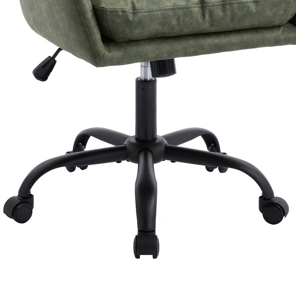 Limz Swivel Office Chair | Adjustable Height | Foam Fill Green Faux Leather