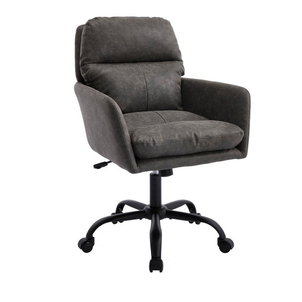 Limz Swivel Office Chair | Adjustable Height | Foam Fill Gray Faux Leather