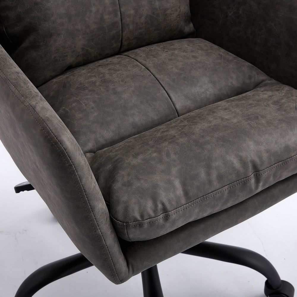 Limz Swivel Office Chair | Adjustable Height | Foam Fill Gray Faux Leather