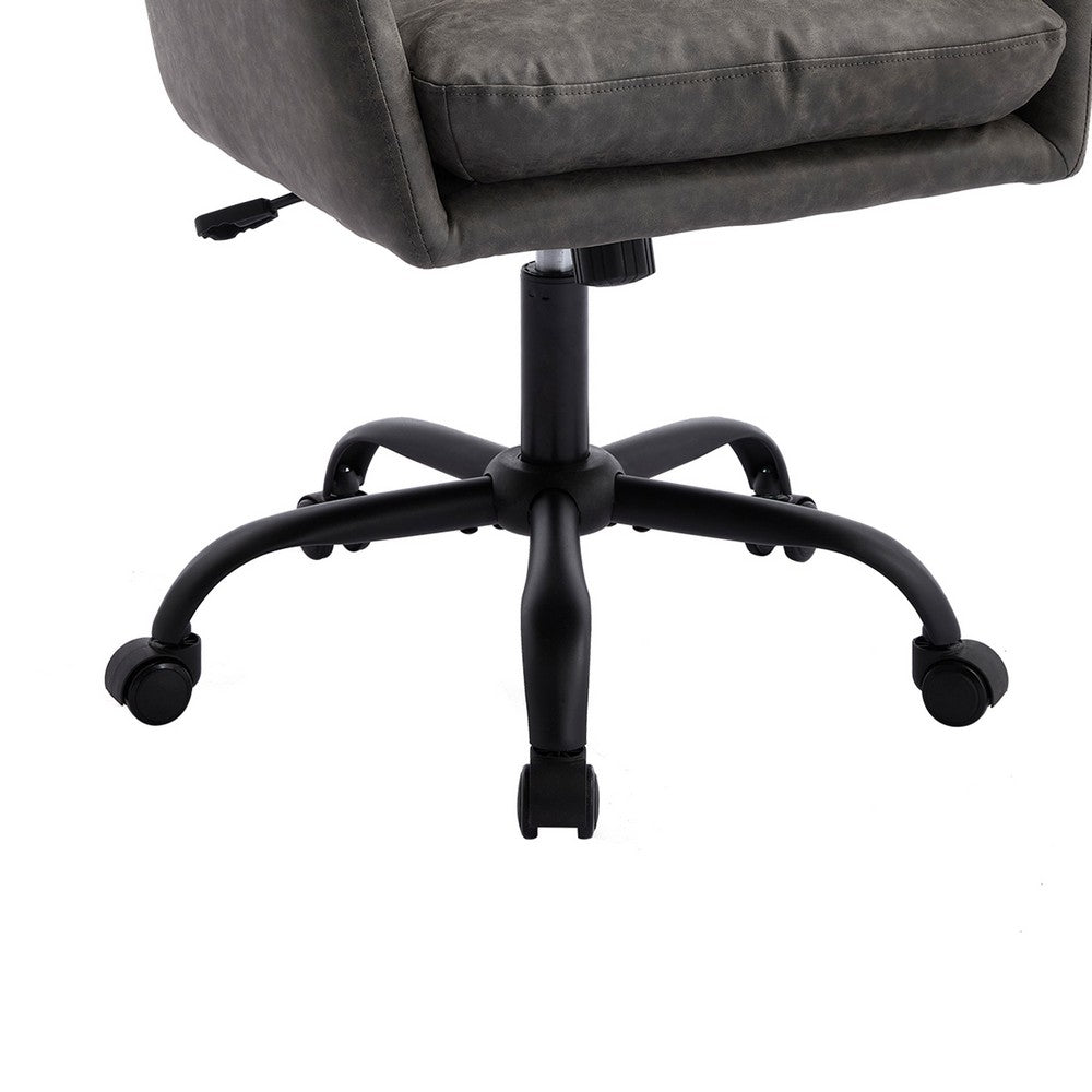 Limz Swivel Office Chair | Adjustable Height | Foam Fill Gray Faux Leather