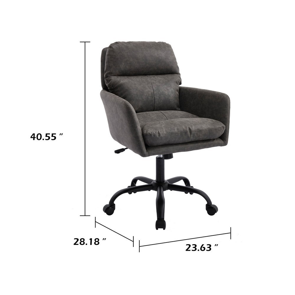 Limz Swivel Office Chair | Adjustable Height | Foam Fill Gray Faux Leather