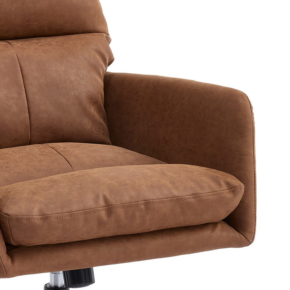 Limz Swivel Office Chair | Adjustable Height | Foam Fill Brown Faux Leather