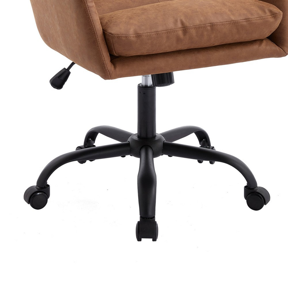 Limz Swivel Office Chair | Adjustable Height | Foam Fill Brown Faux Leather