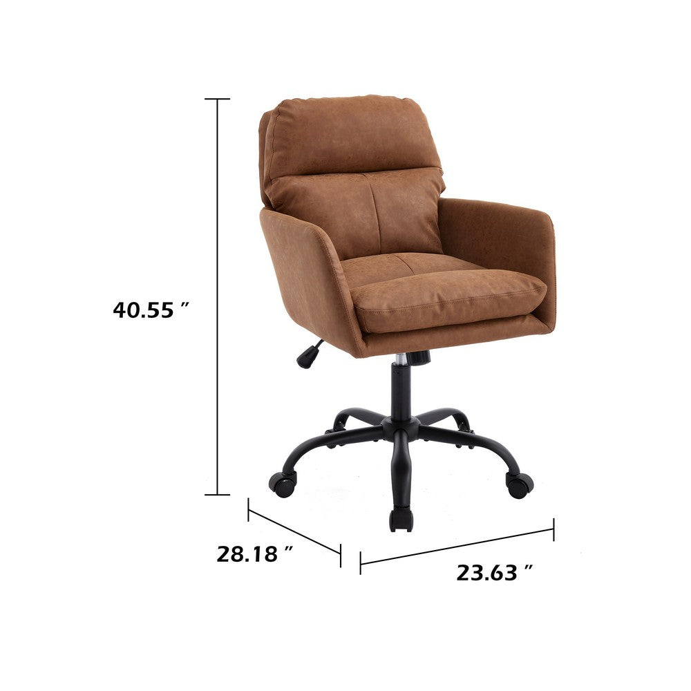Limz Swivel Office Chair | Adjustable Height | Foam Fill Brown Faux Leather