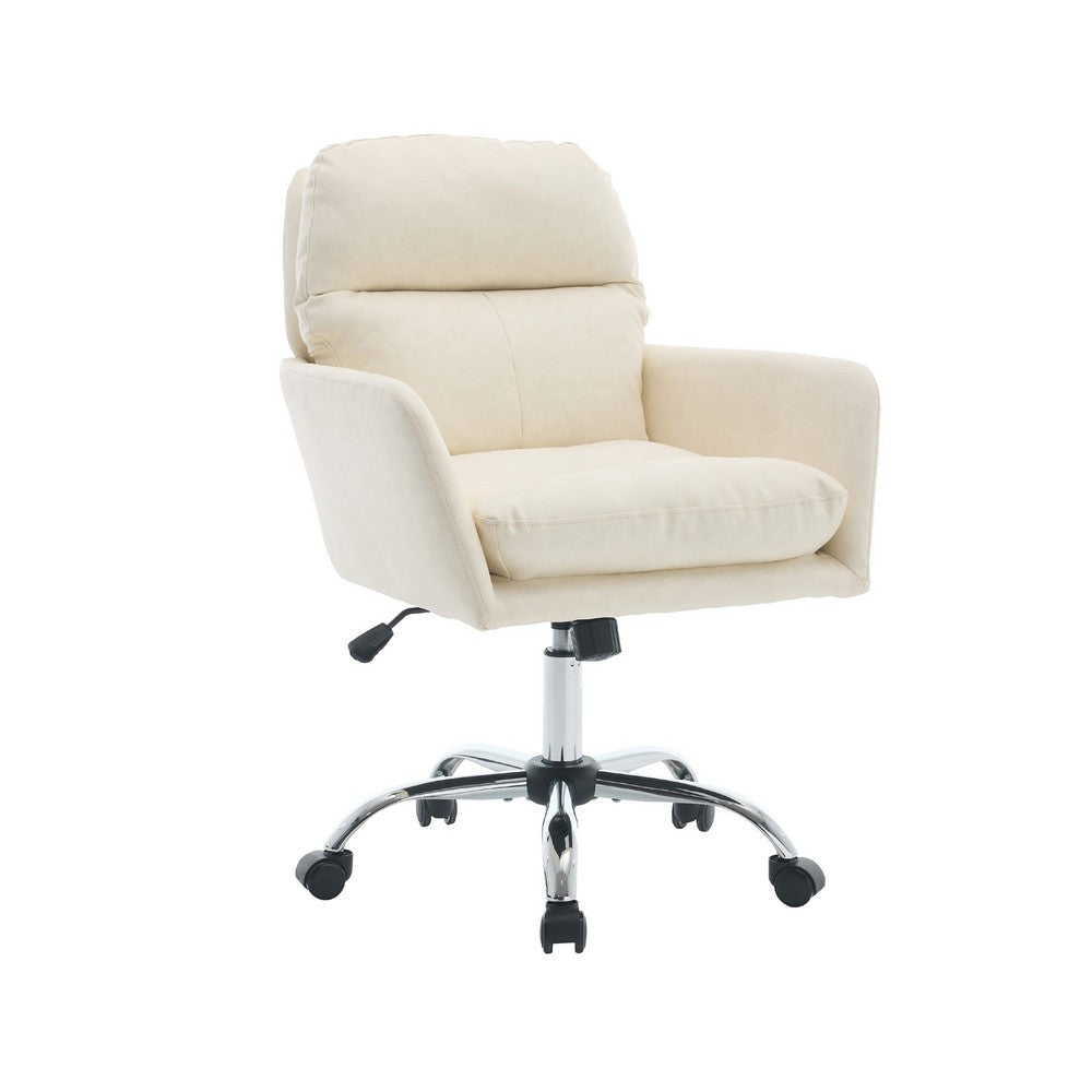 Limz Swivel Office Chair | Adjustable Height | Foam Fill White Faux Leather