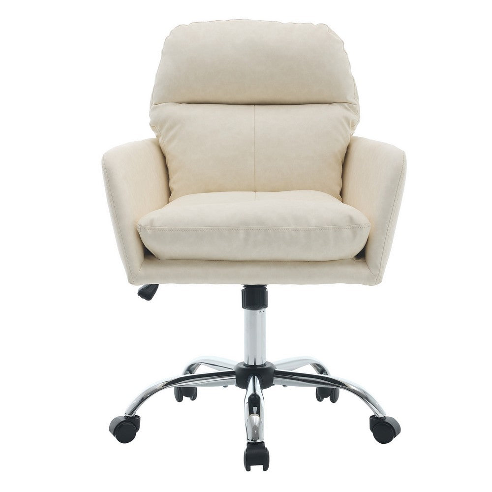 Limz Swivel Office Chair | Adjustable Height | Foam Fill White Faux Leather