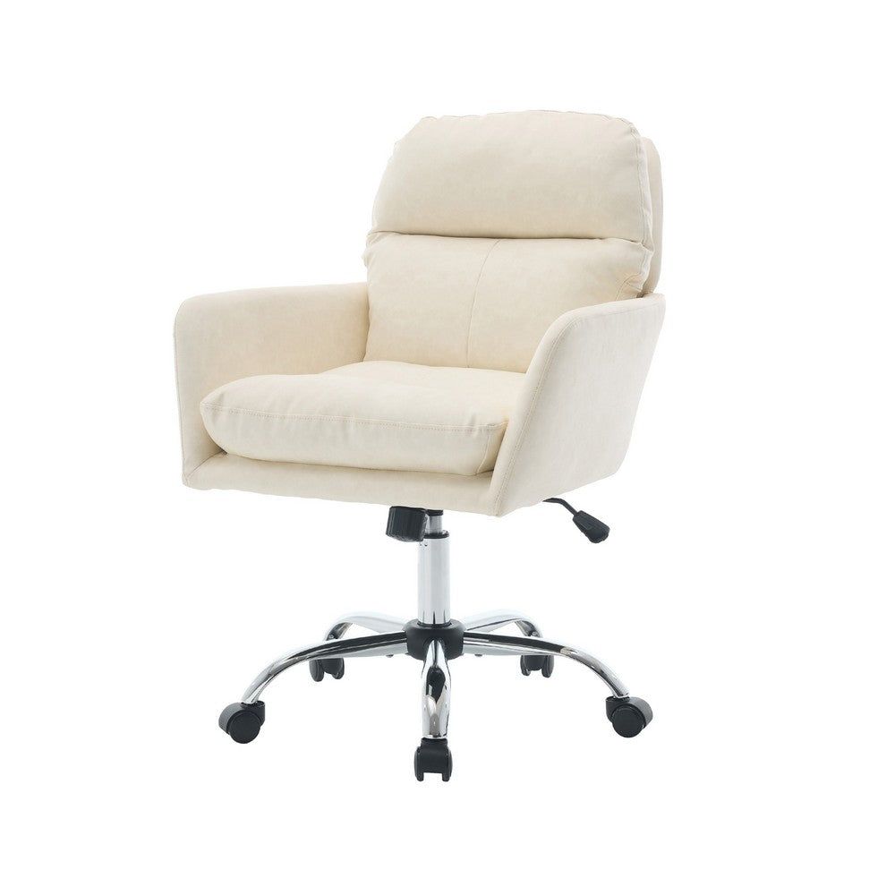 Limz Swivel Office Chair | Adjustable Height | Foam Fill White Faux Leather