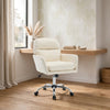 Limz Swivel Office Chair | Adjustable Height | Foam Fill White Faux Leather