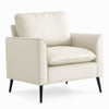 Pimi Sofa Chair Set of 2 | Cream White Faux Leather | Retro Black Legs