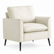 Pimi Sofa Chair Set of 2 | Cream White Faux Leather | Retro Black Legs