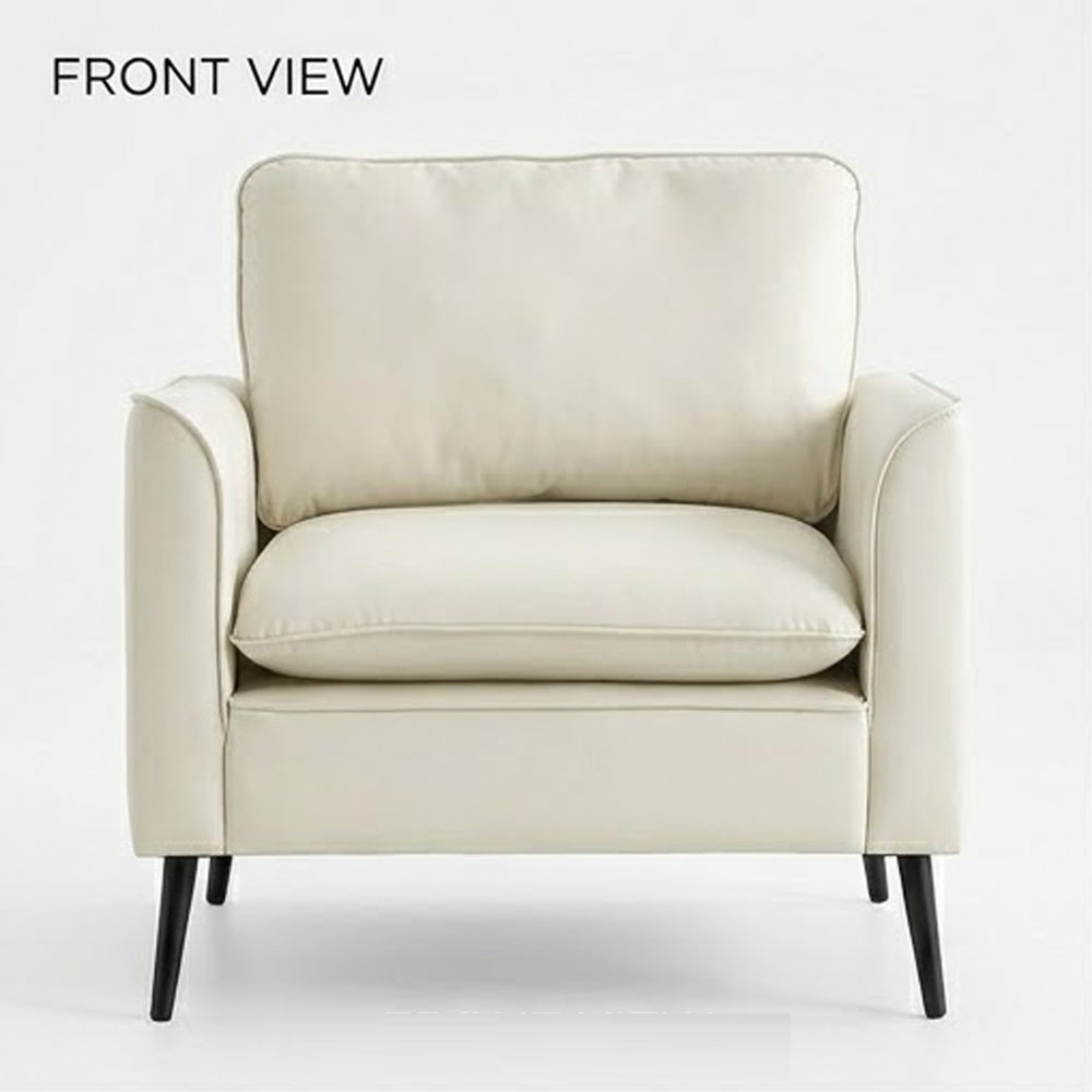 Pimi Sofa Chair Set of 2 | Cream White Faux Leather | Retro Black Legs