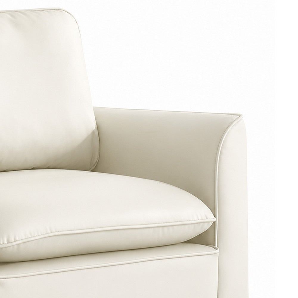 Pimi Sofa Chair Set of 2 | Cream White Faux Leather | Retro Black Legs
