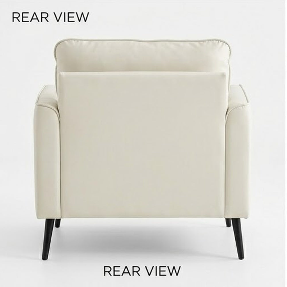 Pimi Sofa Chair Set of 2 | Cream White Faux Leather | Retro Black Legs