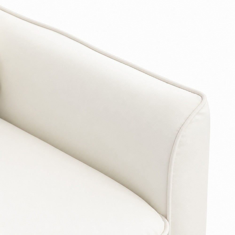 Pimi Sofa Chair Set of 2 | Cream White Faux Leather | Retro Black Legs