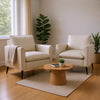 Pimi Sofa Chair Set of 2 | Cream White Faux Leather | Retro Black Legs
