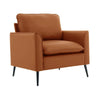 Pimi Sofa Chair Set of 2 | Brown Faux Leather | Retro Style Black Legs