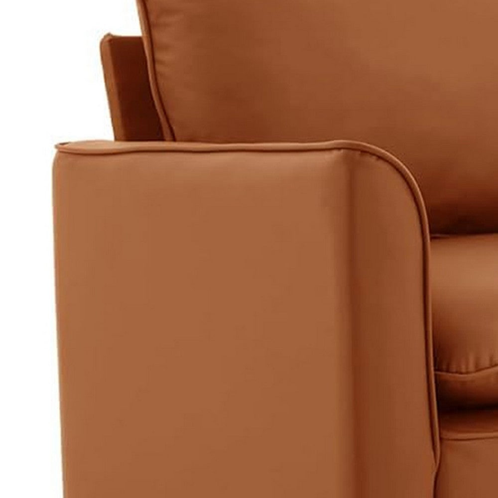 Pimi Sofa Chair Set of 2 | Brown Faux Leather | Retro Style Black Legs