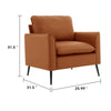 Pimi Sofa Chair Set of 2 | Brown Faux Leather | Retro Style Black Legs