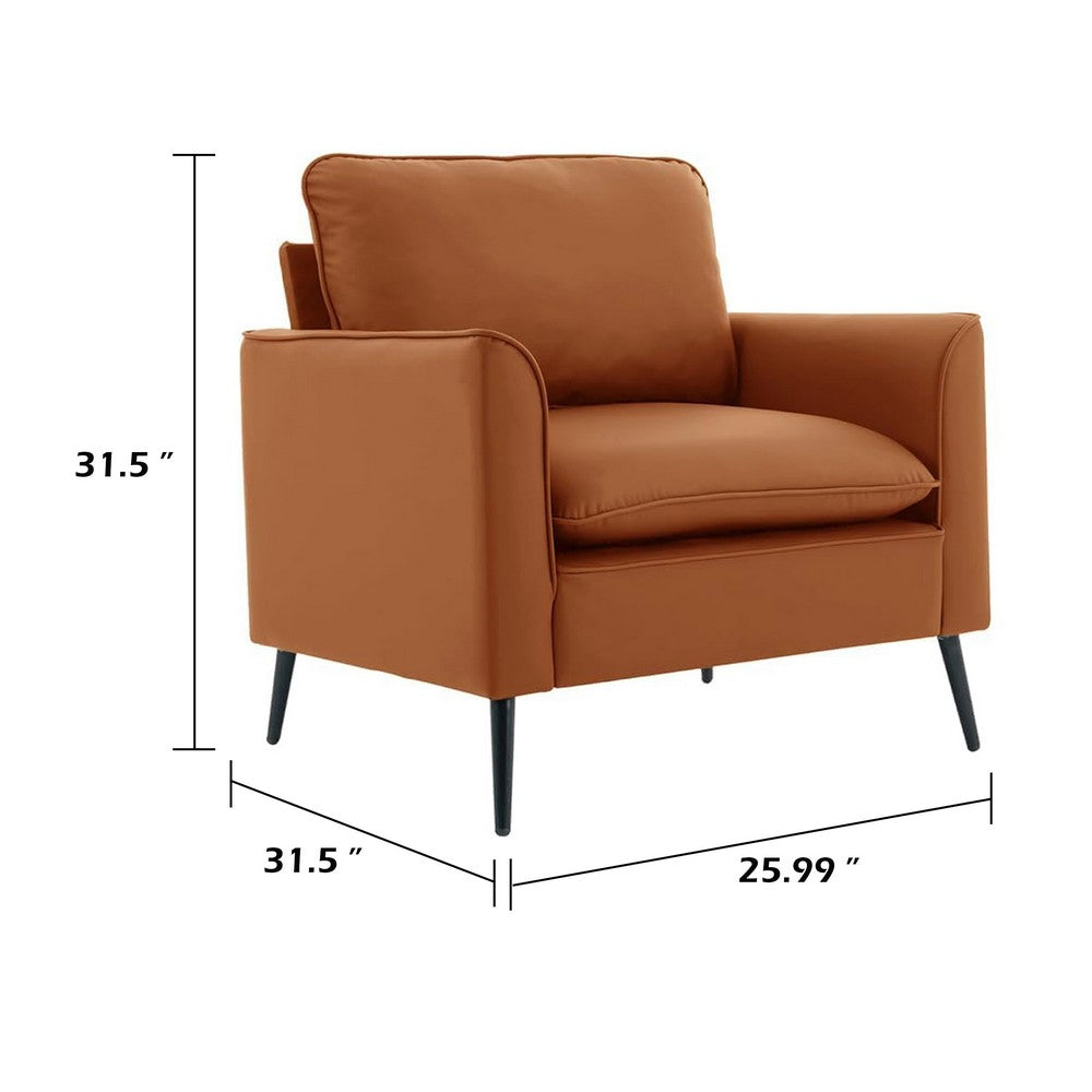 Pimi Sofa Chair Set of 2 | Brown Faux Leather | Retro Style Black Legs