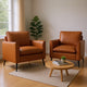 Pimi Sofa Chair Set of 2 | Brown Faux Leather | Retro Style Black Legs