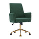 Vena Liftable Office Chair | Memory Foam Green Corduroy | Gold Metal Base