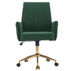 Vena Liftable Office Chair | Memory Foam Green Corduroy | Gold Metal Base