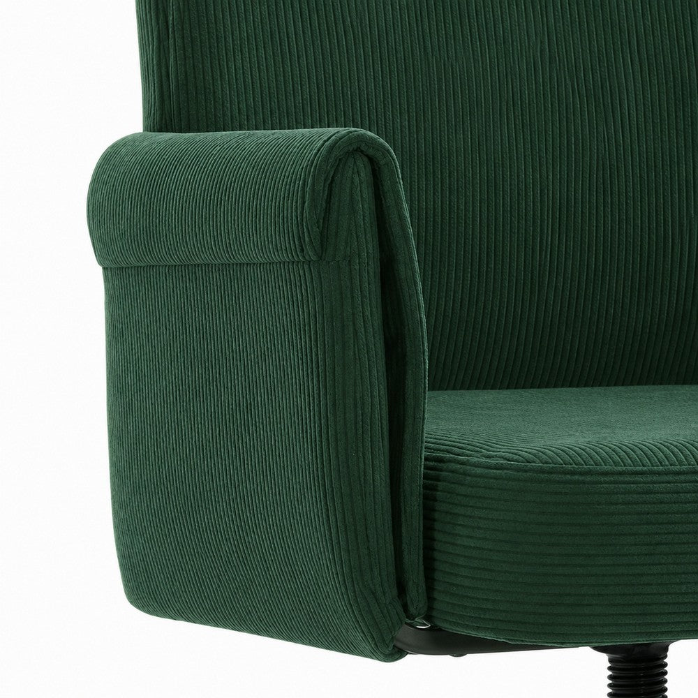 Vena Liftable Office Chair | Memory Foam Green Corduroy | Gold Metal Base