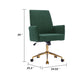 Vena Liftable Office Chair | Memory Foam Green Corduroy | Gold Metal Base