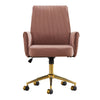 Vena Liftable Office Chair | Memory Foam Pink Corduroy | Gold Metal Base